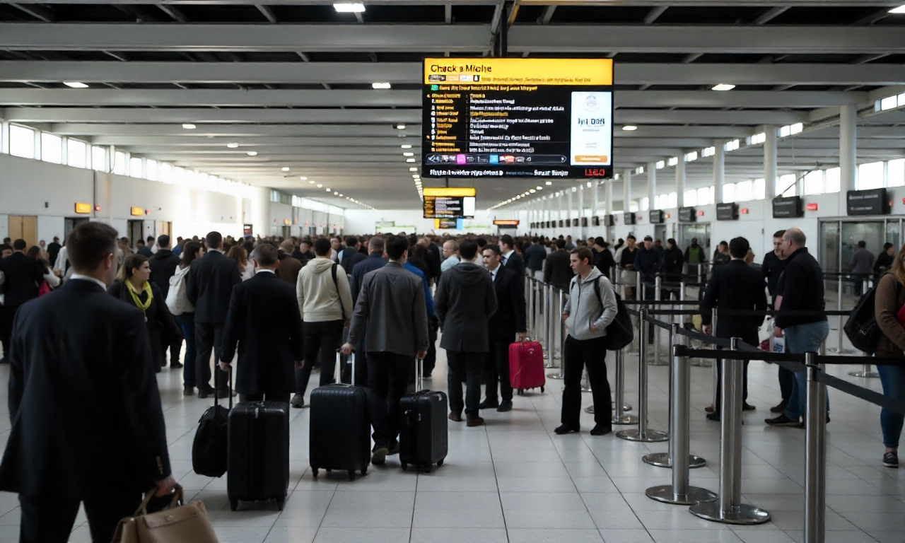 Crowded airport due to cyber attack